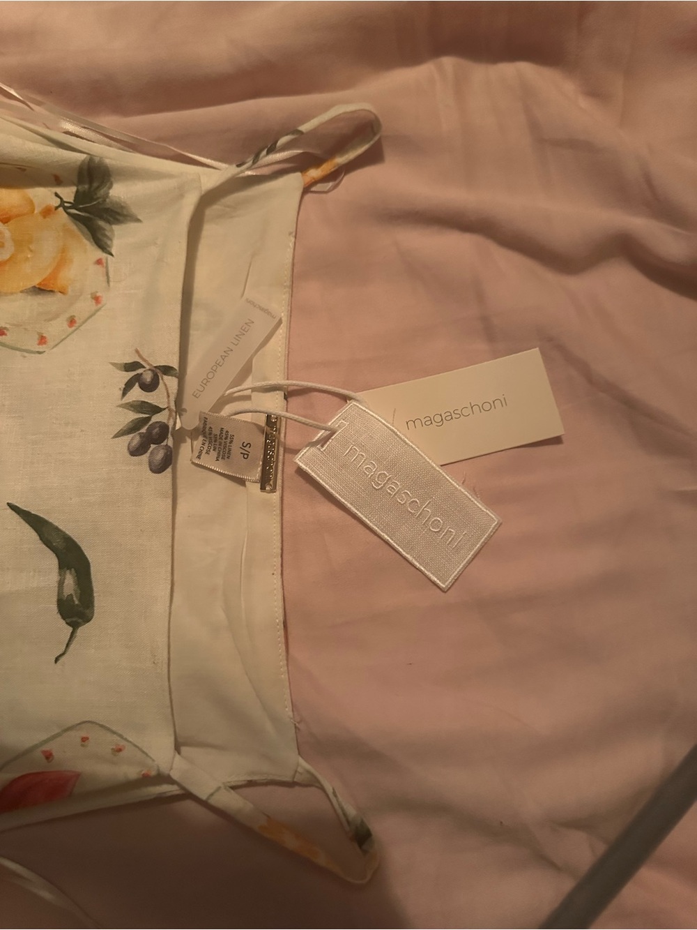 Magaschoni European Linen Fruit & Sardine Print Mini Sundress - Picture 4 of 5